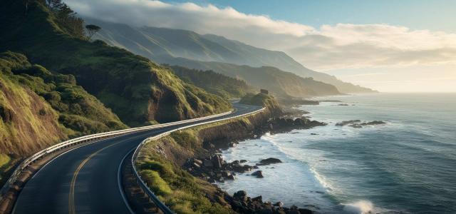 Coastal Highway Next to the Ocean